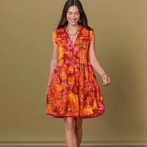 Sundance Blossoms Divine Dress Tiered‎ Sleeveless Casual Summer Dress S